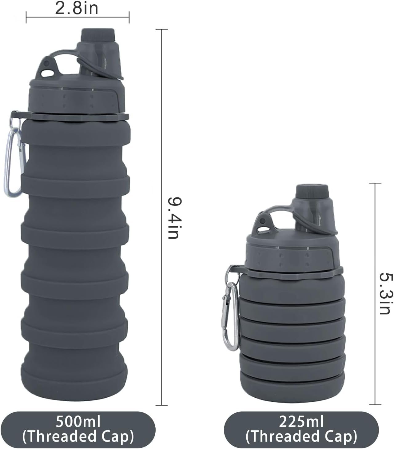 Collapsible Water Bottles Travel water bottle Sports Portable Sport Water Bottle Reusable Water Bottles comes with mountaineering Buckle 500ml silicone Water-proof camping water bottle - Image 3
