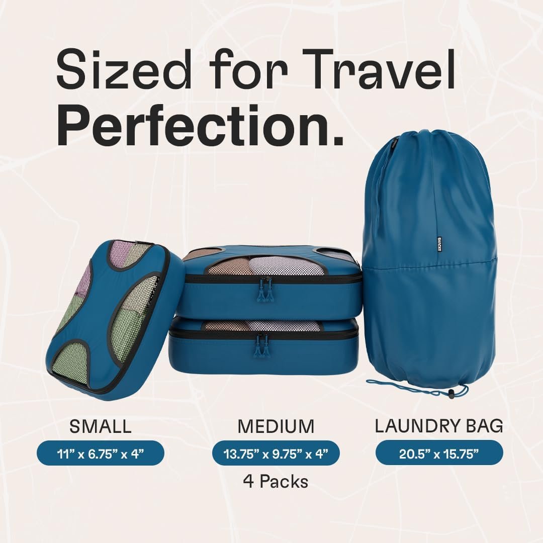 Shacke 6 Set Packing Cubes for Travel - Compression Packing Bags/Travel Organizer - Luggage Organizer Bags for Traveling - Travel Essentials for Women - Cruise Must Haves Packing List - Image 3