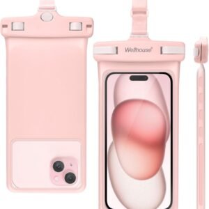 wellhouse Waterproof Phone Pouch, Waterproof Phone Case for iPhone 16 15 14 13 12 Pro Max XS Samsung, IPX8 3D Cellphone Dry Bag Beach Essentials (1 Pack – Pink7.0, 7 inch)