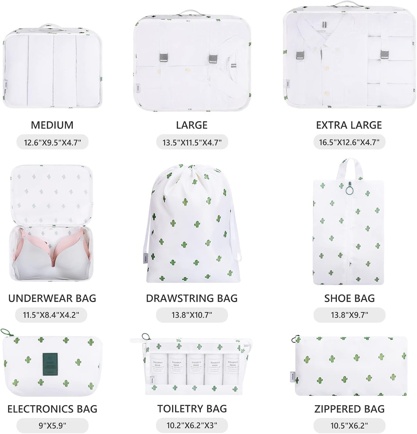 Mossio 9 Set Packing Cubes with Shoe Bag & Electronics Bag - Luggage Organizers Suitcase Travel Accessories - Image 3