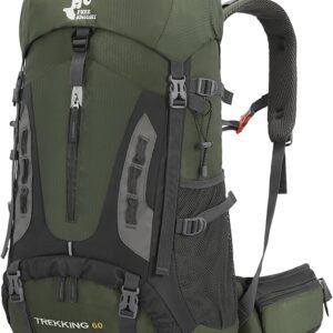 Bseash 60L Hiking Camping Backpack with Rain Cover, Waterproof Large Capacity Outdoor Sport Travel Daypack Climbing Touring (Army Green)