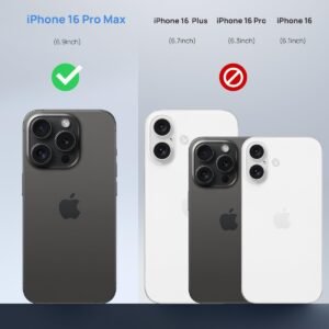 Lanhiem Magnetic for iPhone 16 Pro Max Case, IP68 Waterproof Dustproof Case, [Compatible with Magsafe] [Built-in Screen Protector] Full Body Heavy Duty Rugged Phone Cover 6.9 inch, Black/Clear