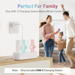 iWALK Charger Station for Portable Charger 4500mAh, 4800mAh, 5000mAh Power Bank for iPhone Charging Station Multiple USB-C Family-Sized Charger Station for Home(Station Only), White