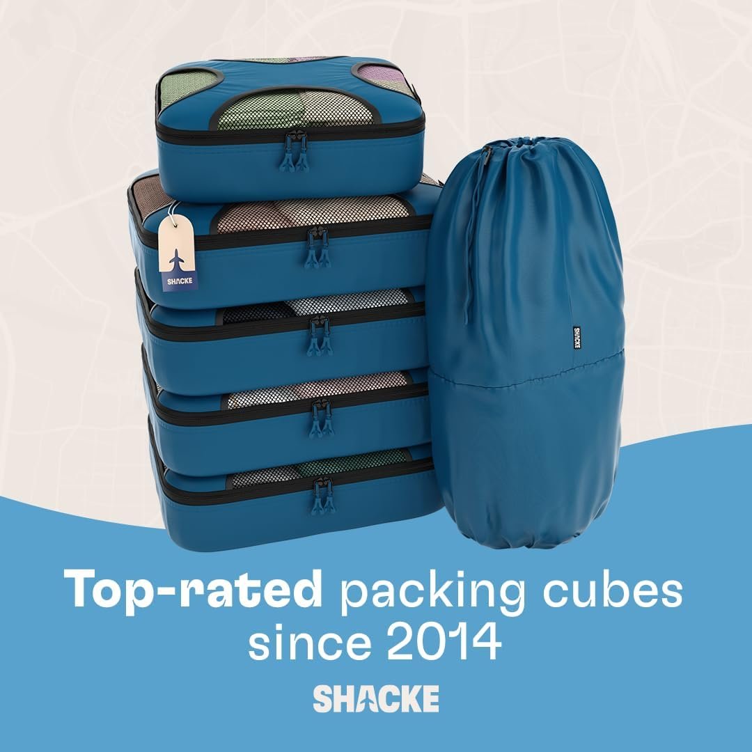 Shacke 6 Set Packing Cubes for Travel - Compression Packing Bags/Travel Organizer - Luggage Organizer Bags for Traveling - Travel Essentials for Women - Cruise Must Haves Packing List - Image 8