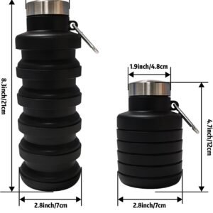 Collapsible Water Bottle,16oz Capacity Portable Reusable Silicone Water Bottle, Leak-proof, with buckle, foldable storage, Lightweight Durable for Fitness, Cycling, Sports, Camping, Hiking (Pink)