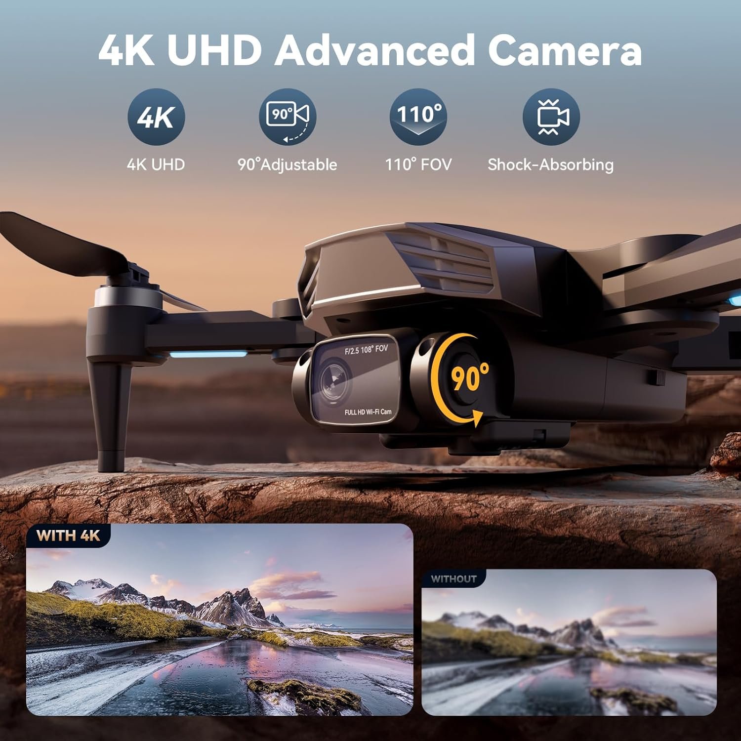 GPS Drone with Camera for Adults 4K, Auto Return Home, Brushless Motor, Follow Me, 5G FPV Transmission, Smart RC Quadcopter Drones for Beginners Kids, Long Flight and Distance, Under 250G - Image 2