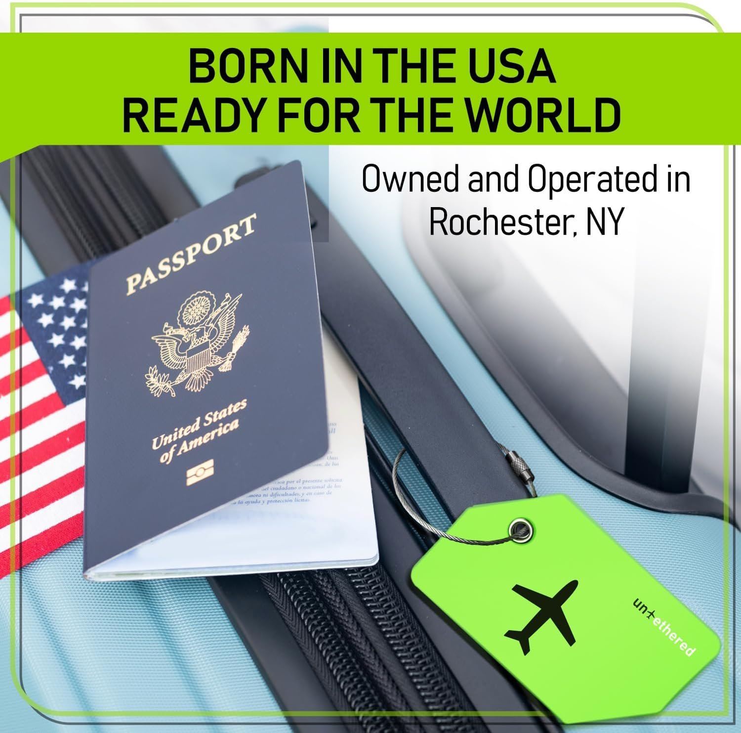 Untethered 4-Pack Luggage Tag Set | Durable Luggage Tags for Suitcases & Travel Bags | Bag Tag & Name ID Identifiers | Suitcase Tags for Easy Luggage Identification (Green - 4 Pack) - Image 9