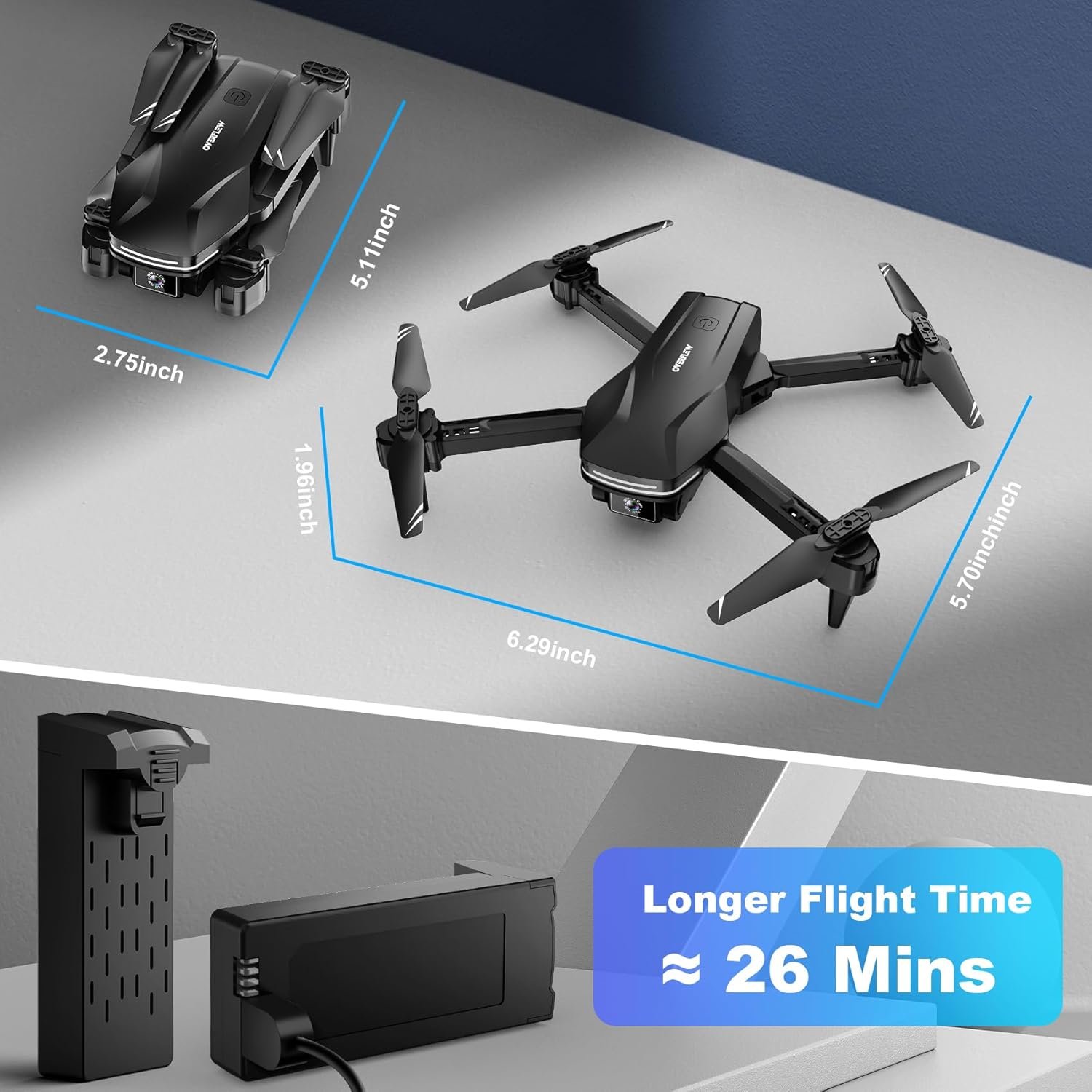 Drone with Camera 1080P HD FPV Foldable Drone for Beginners and Kids, Quadcopter with Voice Gesture Control with Carrying Case, One Key Take Off/Land, Optical Flow Positioning, 360° Flip, Waypoint Fly - Image 6