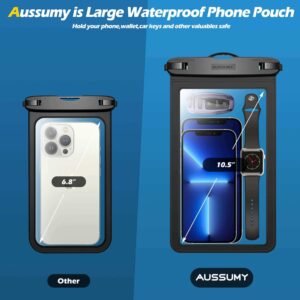 4 Pack 10.5“ Large Waterproof Phone Pouch – Underwater Clear Cell Holder – Universal Water Proof Dry Bag with Neck Lanyard for iPhone 17 Pro Max Samsung Galaxy with Heavy Case for Beach Swimming Pool
