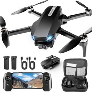 Drone with Camera, 2K HD FPV Drone with Brushless Motor, Altitude Hold, Gesture Selfie, One Key Take Off/Landing, 3D Flips, Waypoint Fly, 2 Batteries, Foldable Mini Drones for Kids and Beginners