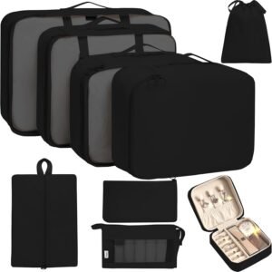TRAILKICKER 9 Set Packing Cubes for Carry on Suitcase Travel Organizer Bags for Luggage Suitcase Organizer Bags Packing Cube Set for Packing Women Men (Black)