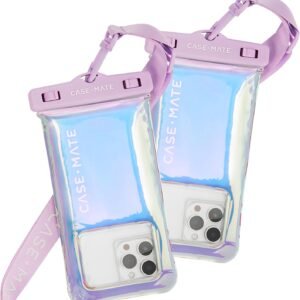 Case-Mate 2 Pack Soap Bubble IP68 Waterproof Phone Pouch – Floating Waterproof Phone Case w/Crossbody Lanyard – Compatible w/All Devices, Touchscreen Friendly – Iridescent