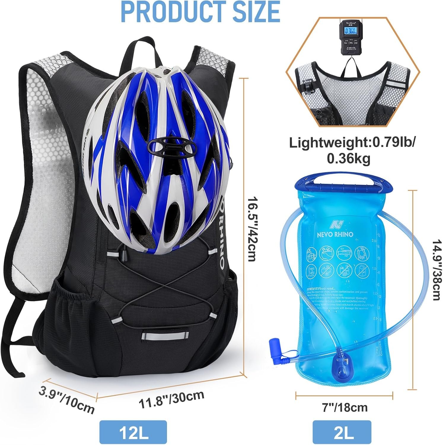 Lightweight Hydration Backpack, Running Backpack with 2L Water Bladder, Hydro Water Daypack for Cycling Hiking Rave for Men Women - Image 5