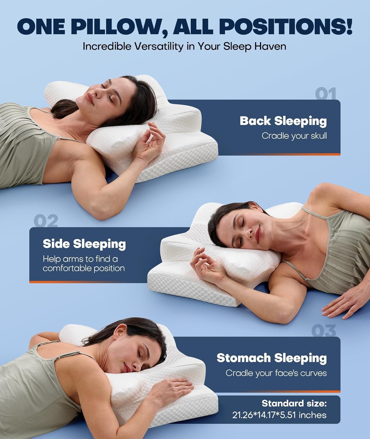 Sleep Doctor Approved Cervical Neck Pillow for Sleeping, Ergonomic Contour Side Sleeper Pillows for Adults, Cooling Orthopedic Pillow for Pain Relief Support, Memory Foam Pillows Back Stomach Sleepers - Image 4