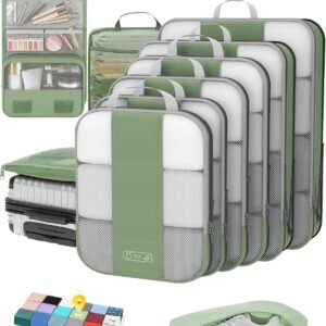 10 Set Compression Packing Cubes for Travel Essentials,Compressible Expandable Packing Cubes for Suitcase,OlarHike Luggage Organizer Bags for Travel,Handy Helper for Organizing Clothes(Matcha Green)