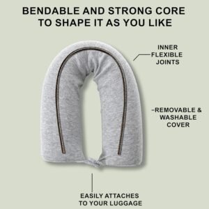 Dot&Dot Twist Memory Foam Travel Pillow for Airplanes – Travel Neck Pillow for Sleeping – Airplane Pillow for Neck Support, Chin, Lumbar and Leg – Adjustable, Bendable Neck Roll Pillow