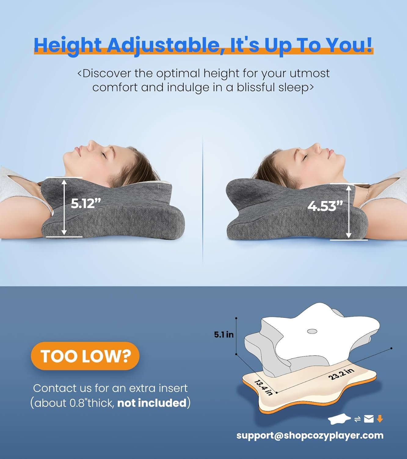 Ultra Pain Relief Cooling Pillow for Neck Support, Adjustable Cervical Neck Pillow Cozy Sleeping, Odorless Ergonomic Contour Memory Foam Pillows, Orthopedic Bed Pillow for Side Back Stomach Sleeper - Image 4