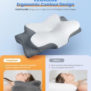 Ultra Pain Relief Cooling Pillow for Neck Support, Adjustable Cervical Neck Pillow Cozy Sleeping, Odorless Ergonomic Contour Memory Foam Pillows, Orthopedic Bed Pillow for Side Back Stomach Sleeper