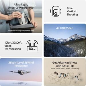 DJI Mini 3 (DJI RC), Lightweight 3x Mechanical Gimbal Drones with Camera for Adults 4K, 38-min Flight Time, up to 32800ft (10km) Video Transmission, Vertical Shooting, GPS Auto Return Integrated