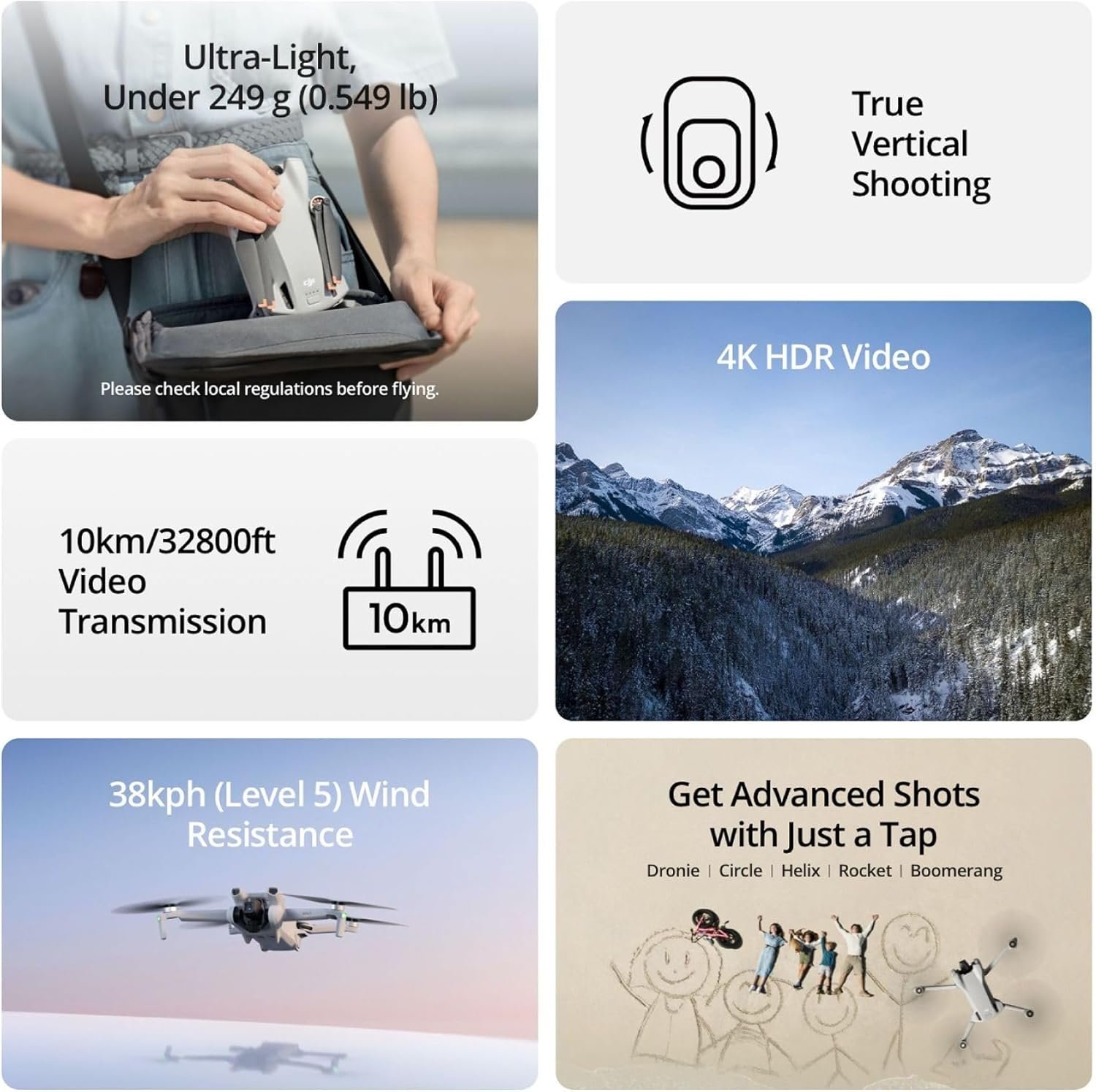 DJI Mini 3 (DJI RC), Lightweight 3x Mechanical Gimbal Drones with Camera for Adults 4K, 38-min Flight Time, up to 32800ft (10km) Video Transmission, Vertical Shooting, GPS Auto Return Integrated - Image 2
