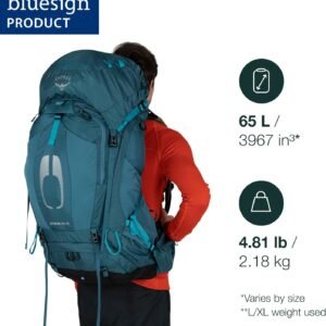 Osprey Atmos AG 65L Men’s Backpacking Backpack, Black, L/XL