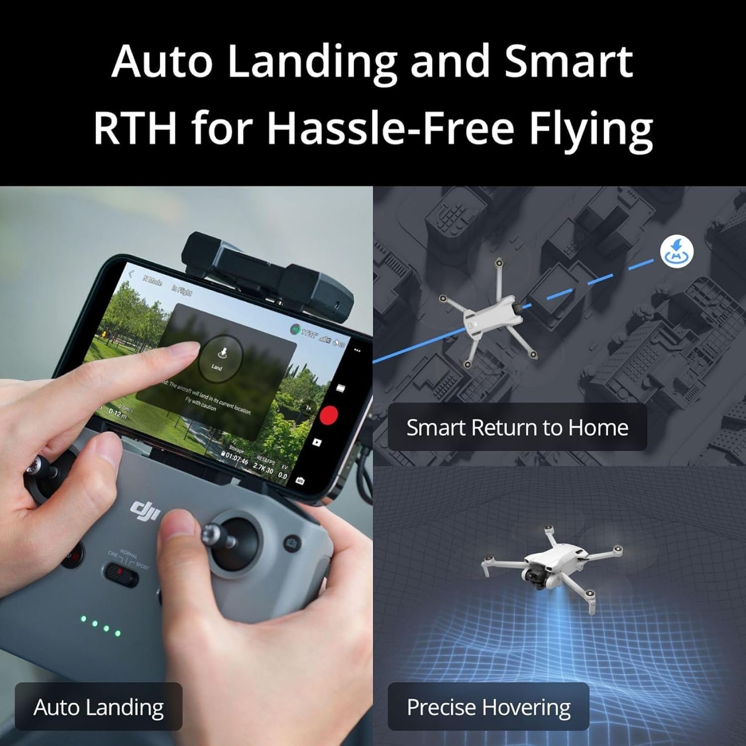 DJI Mini 3 (DJI RC), Lightweight 3x Mechanical Gimbal Drones with Camera for Adults 4K, 38-min Flight Time, up to 32800ft (10km) Video Transmission, Vertical Shooting, GPS Auto Return Integrated - Image 4