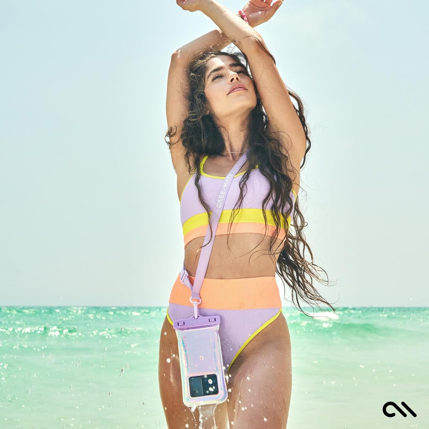 Case-Mate Soap Bubble IP68 Waterproof Phone Pouch - Floating Waterproof Phone Case w/Crossbody Lanyard - Cruise Ship Travel Essentials - Compatible w/All Devices - Touchscreen Friendly - Iridescent - Image 4