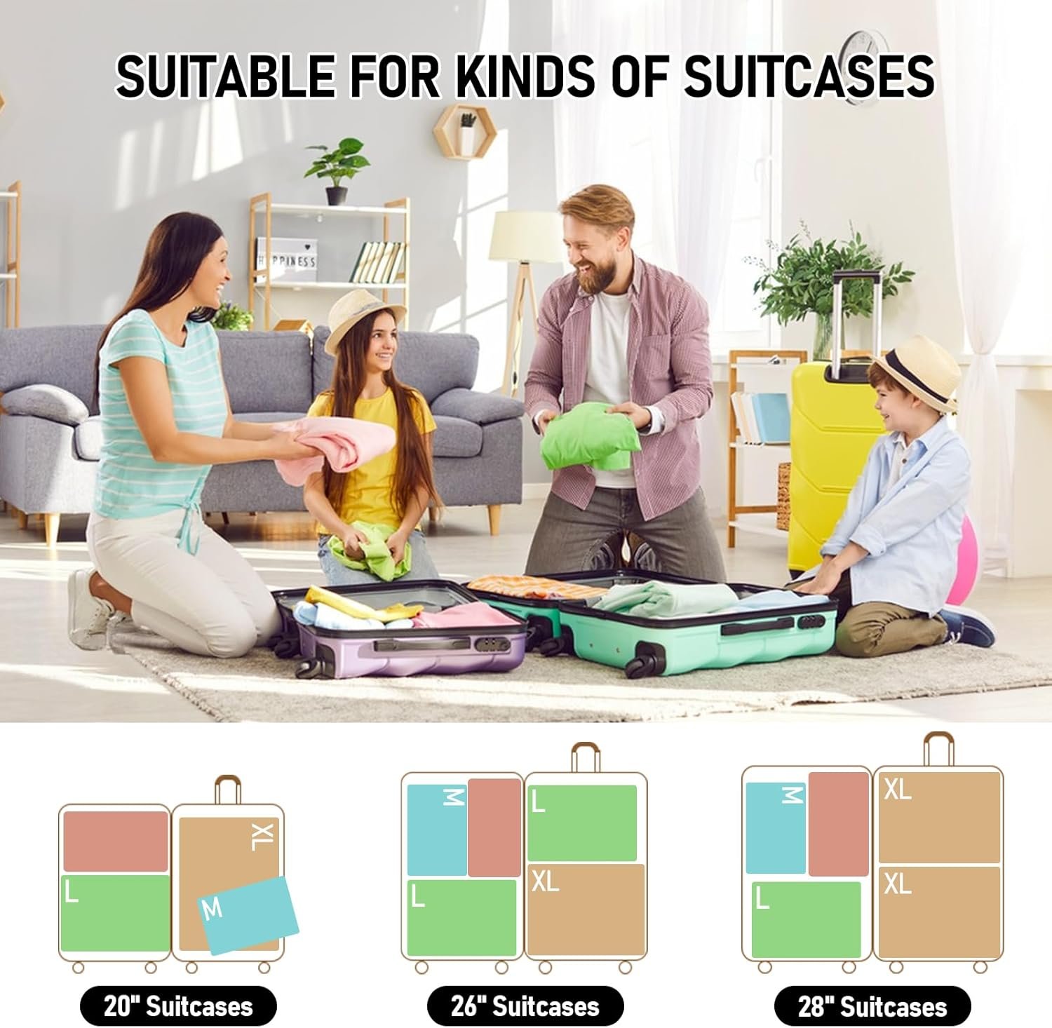 4-Piece Packing Cube Set - Lightweight Luggage Organizers for Travel, Vacation and Suitcases - Durable Accessories with Compression - Image 6