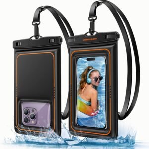 UNBREAKcable Floating Waterproof Phone Pouch 2 Pack, IPX8 Waterproof Phone Case Dry Bag Kayak/Beach/Cruise Travel Essentials, Water Proof Pouch for iPhone 17 16 15 Pro Max, Samsung S25 Ultra S24-7″