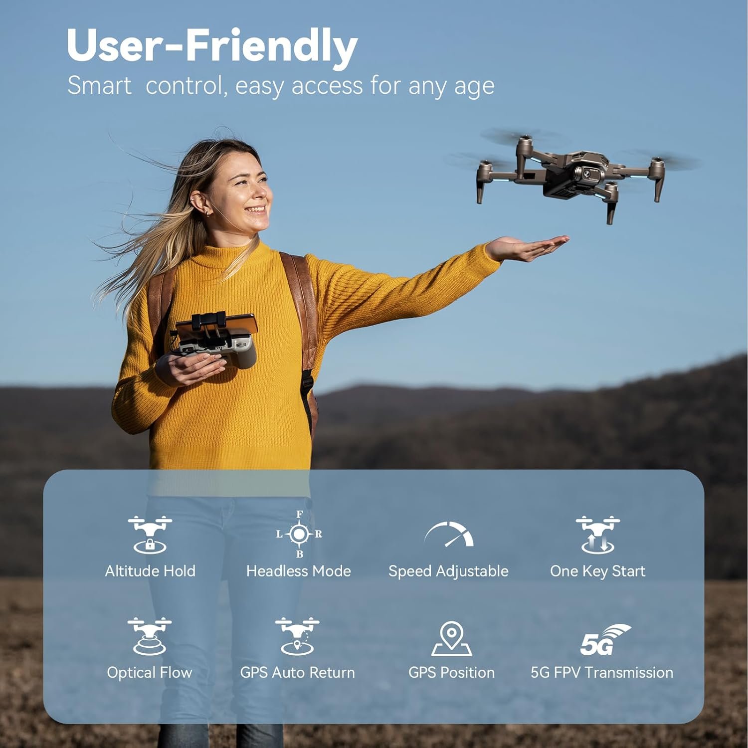 GPS Drone with Camera for Adults 4K, Auto Return Home, Brushless Motor, Follow Me, 5G FPV Transmission, Smart RC Quadcopter Drones for Beginners Kids, Long Flight and Distance, Under 250G - Image 5