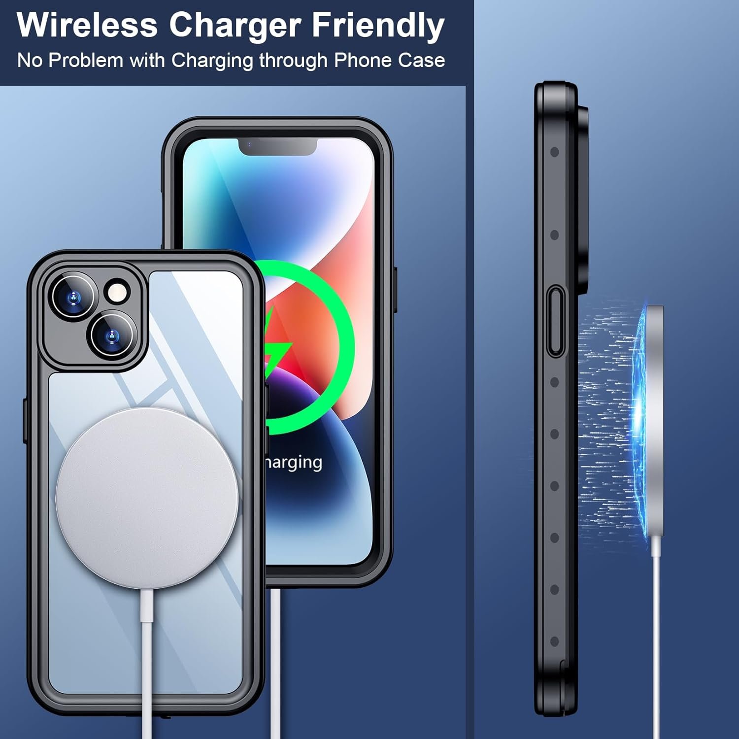 SPIDERCASE for iPhone 14 Case Waterproof, Built-in Lens & Screen Protector, Full Heavy Duty Protection, 12FT Military Shockproof, Dustproof, Anti-Scratched Phone Case,Black/Clear - Image 6