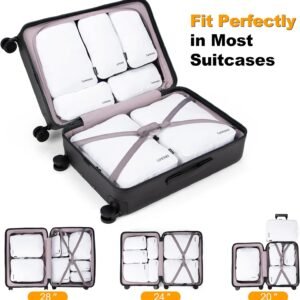 8 Set Compression Packing Cubes for Travel, Waterproof Luggage Organizers, Suitcase Organizer Set for Carry-On & Checked Baggage, Travel Accessories for Men & Women