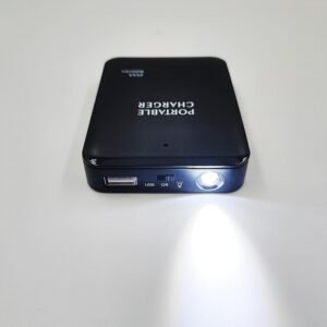 Battery Operated Phone Charger Emergency|USB Battery Powered Power Bank Portable 4 AA Batteries Powered Outlet (Black)