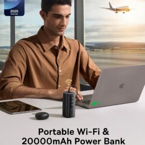 Baseus 4G LTE Mobile Hotspot & 20000mAh 67W Power Bank 2-in-1, Portable WiFi for Travel in 150+ Countries, No SIM Card, No Contract, 10 Devices, Worldwide Hotspot Router with 1GB/Month 1 Year