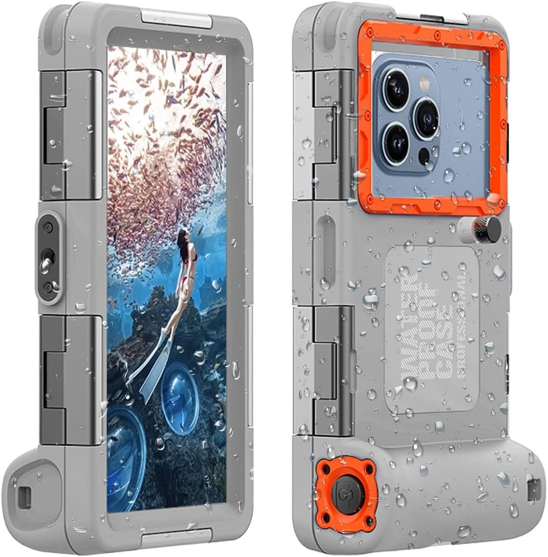 2025 Underwater Snorkeling Diving Phone Case for Phone 17/16/15/14/13/12Pro Max/Galaxy S25/S24/S23.(50ft/15m) Professional Scuba Dive Waterproof Case Underwater Photo Video(Gray)