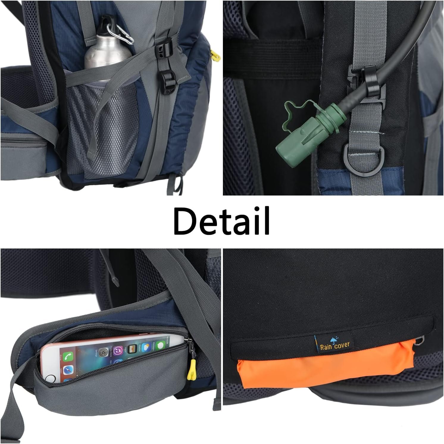 WoneNice 50L(45+5) Waterproof Hiking Backpack - Outdoor Sport Daypack with Rain Cover - Image 9