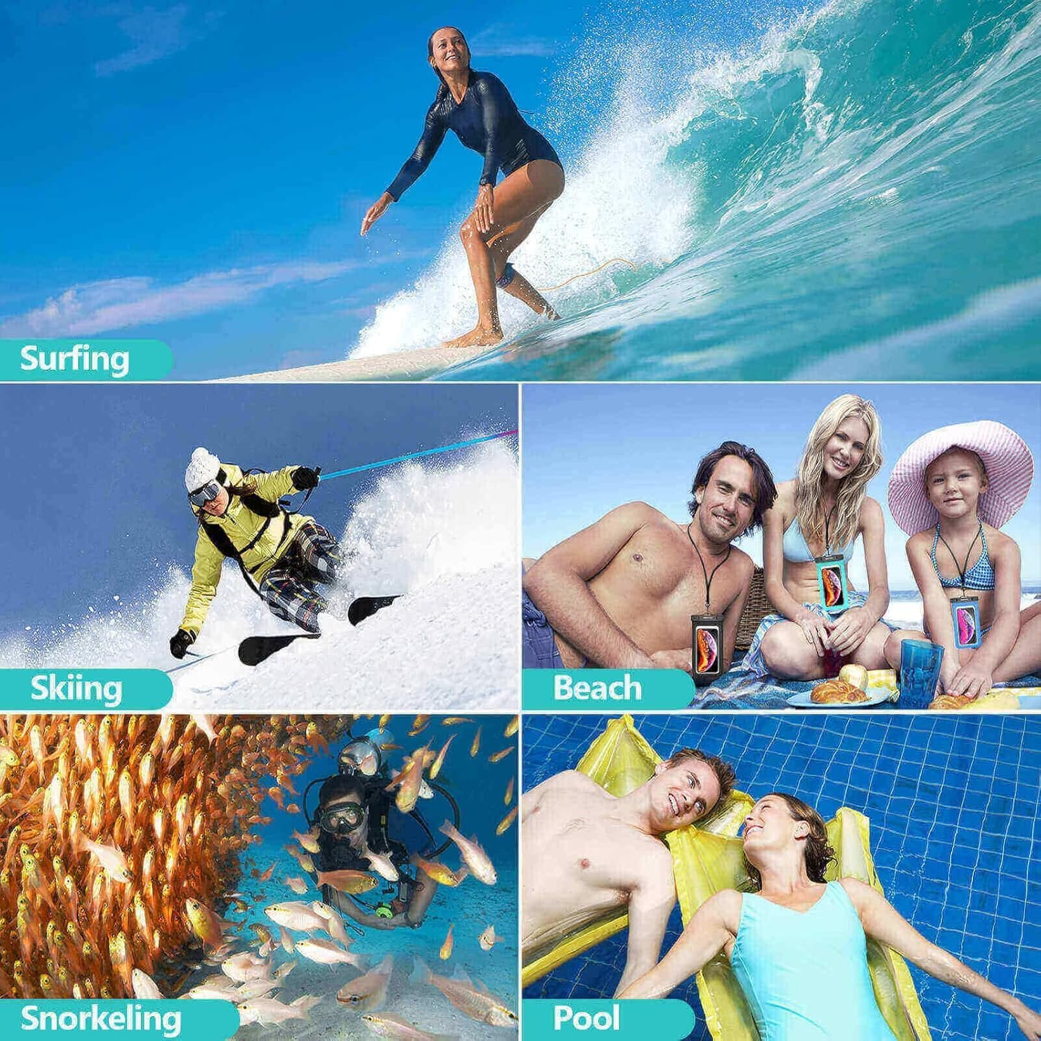 4 Pack 8.5“ Waterproof Cell Phone Pouch - Underwater Dry Bag Case Lanyard - Water Proof Clear Holder Protector for iPhone 16 15 14 Pro Max Plus Samsung Galaxy S25 Ultra Note for Beach Swimming - Image 7