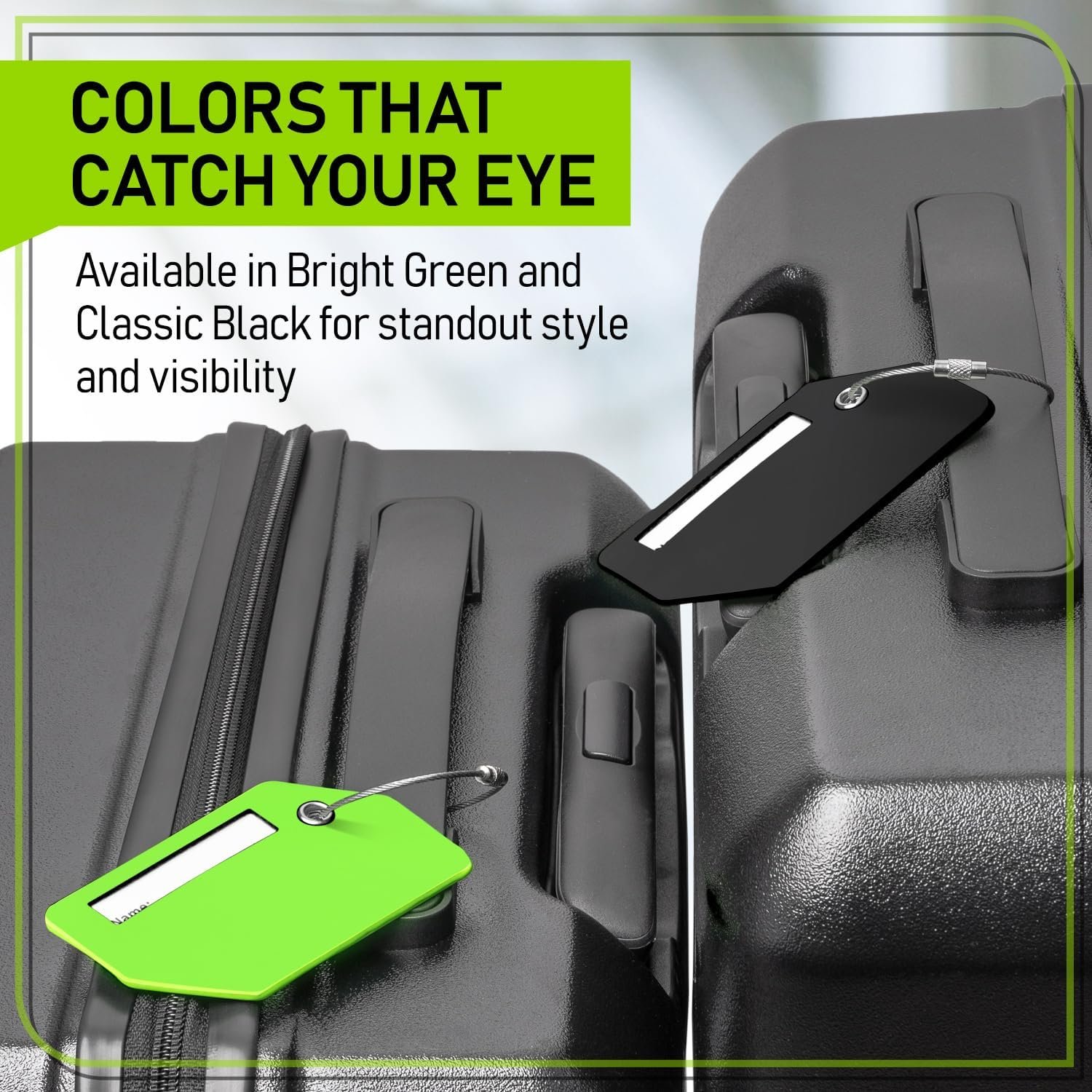 Untethered 4-Pack Luggage Tag Set | Durable Luggage Tags for Suitcases & Travel Bags | Bag Tag & Name ID Identifiers | Suitcase Tags for Easy Luggage Identification (Green - 4 Pack) - Image 8