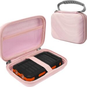 Portable Solar Charger & Power Bank Travel Case – Hard Storage Box Compatible with Anker PowerCore 10K and Durecopow 20000mAh Solar Charger (Pink)