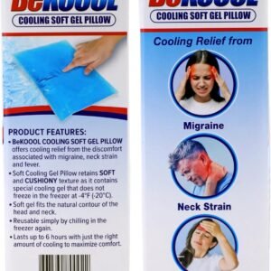 BeKOOOL Cooling Soft Gel Pillow – Reusable Cooling Relief from Migraines, Neck Strain and Fever – Up to 6 Hours of Cooling, Ready to Use, Stays Soft When Frozen