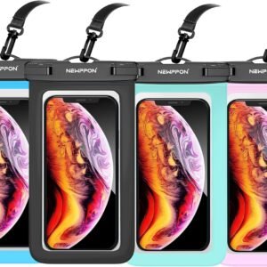 4 Pack 8.5“ Waterproof Cell Phone Pouch – Underwater Dry Bag Case Lanyard – Water Proof Clear Holder Protector for iPhone 16 15 14 Pro Max Plus Samsung Galaxy S25 Ultra Note for Beach Swimming