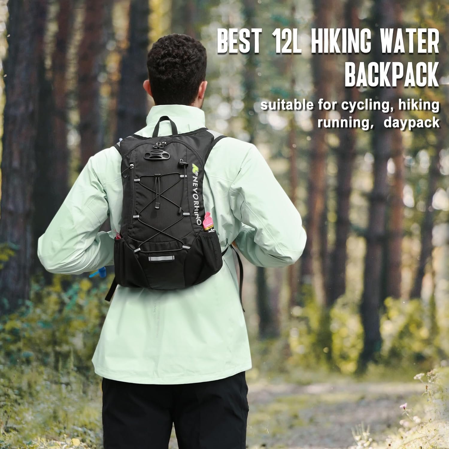 Lightweight Hydration Backpack, Running Backpack with 2L Water Bladder, Hydro Water Daypack for Cycling Hiking Rave for Men Women - Image 2