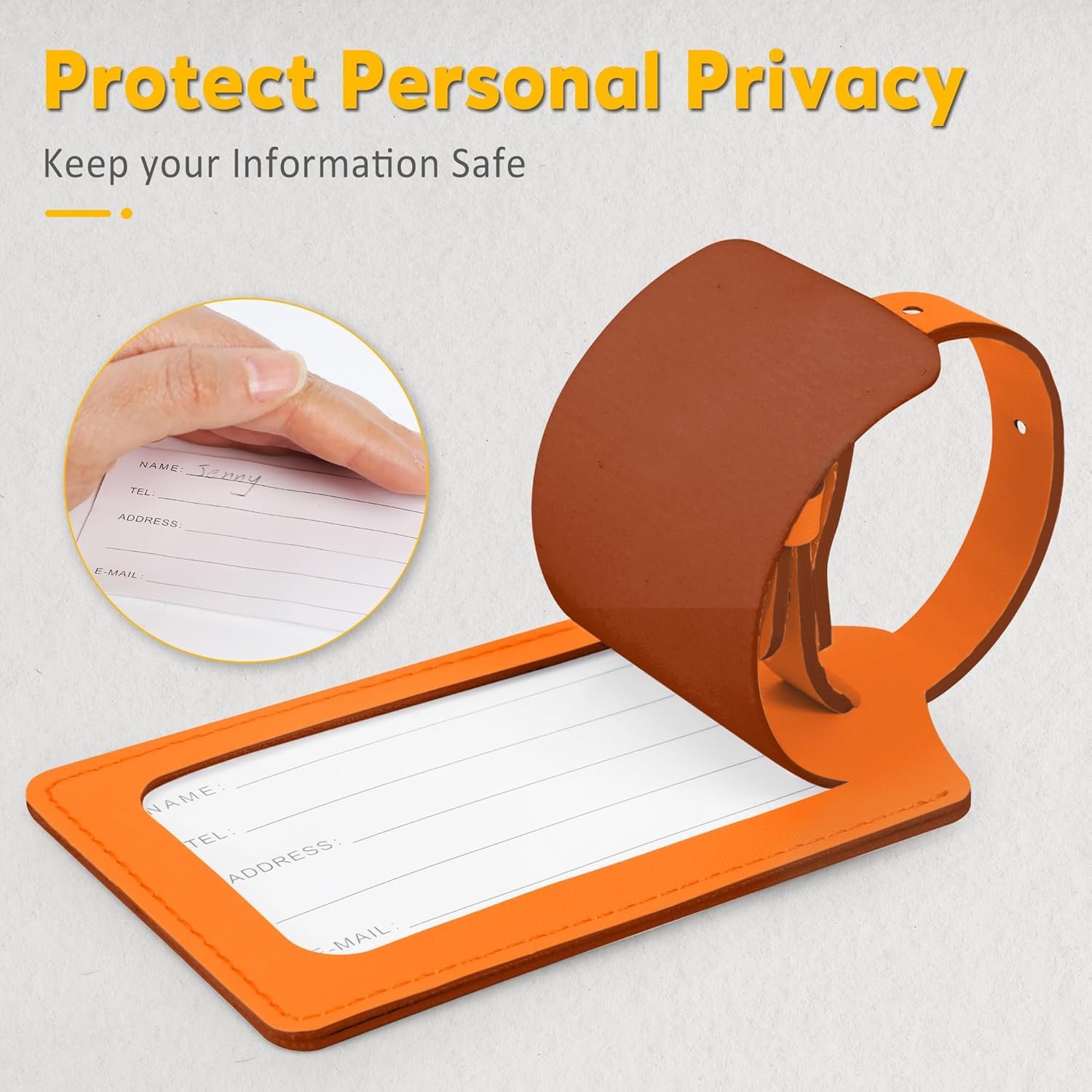 Travelambo Luggage Tags for Suitcases PU Leather Travel Tags Bag Tags Privacy Protection Travel Essentials - Image 3