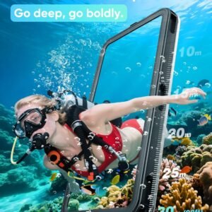 Waterproof Phone Pouch Case 7.5″, 2025 Upgraded IPX8 Waterproof Phone Case for Snorkeling, Universal Fit for iPhone 16 Pro Max 15 14 13, Galaxy S25, Beach Vacation Essentials (Black)