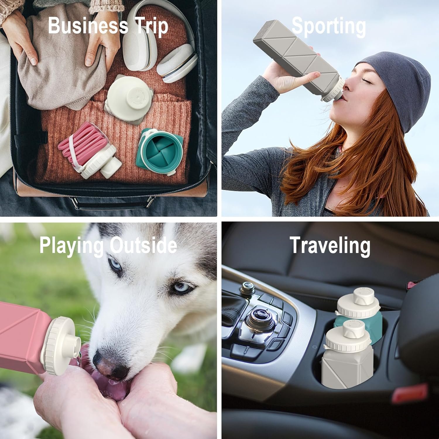 Collapsible Water Bottles 20.6oz, Silicone Foldable Portable Travel Water Bottle, BPA-Free, Leakproof Reusable for Traveling Camping Hiking Cycling Yoga Sports Outdoor, 1 Pack (Dark Blue) - Image 6