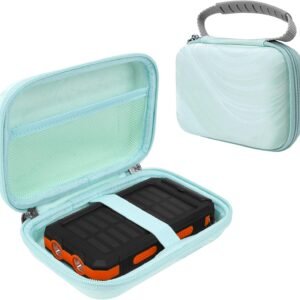 Portable Solar Charger & Power Bank Travel Case – Hard Storage Box Compatible with Anker PowerCore 10K and Durecopow 20000mAh Solar Charger (Blue)