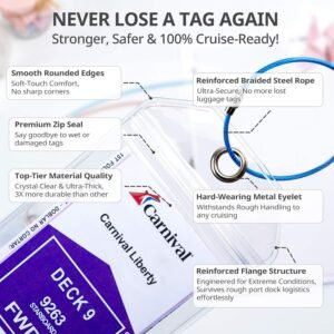 Cruise Ship Essentials for Carnival, Princess, NCL, MSC by JOLLYANTS, Cruise Luggage Tag Holders, Cruise Must Haves Waterproof & Reusable