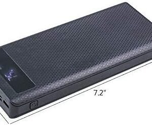 LHIABNN DIY Power Bank Box Flat Head Battery Charger Outer Case,2 USB Output Ports Plastic Shell Box with LCD Display,Micro/Phone/Type-c Input Port Power Bank Case (Black)