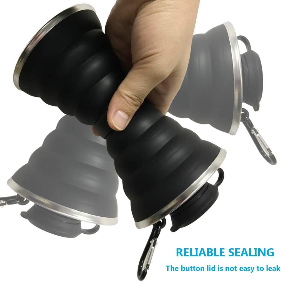 Collapsible Water Bottle, Camping Cup With Carabiner, Reuseable Silicone Foldable Leak Proof Portable Sports Travel Water Bottles For Outdoor, Travel Gym Hiking, BPA Free, Cycling Cups with Carabiner - Image 4