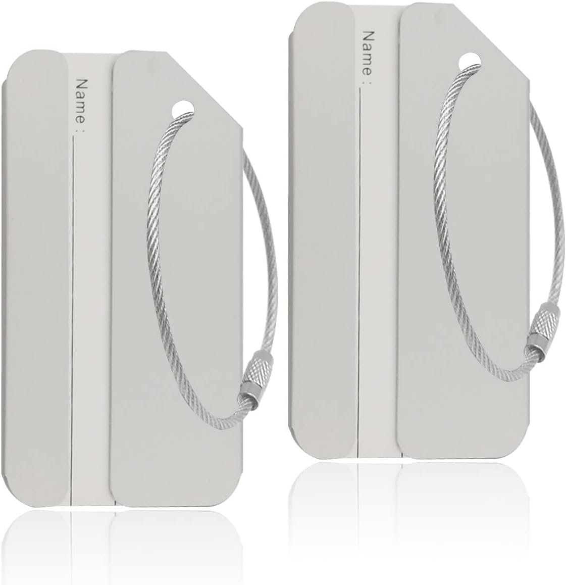Aluminum Luggage Tags, Luggage Tag Holders for Travel Luggage Baggage Identifier by Ovener (2Pack Silver)